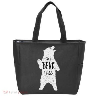 Free Bear Hugs From A Huge White Bear. Funny Bear Hug Tote Bag