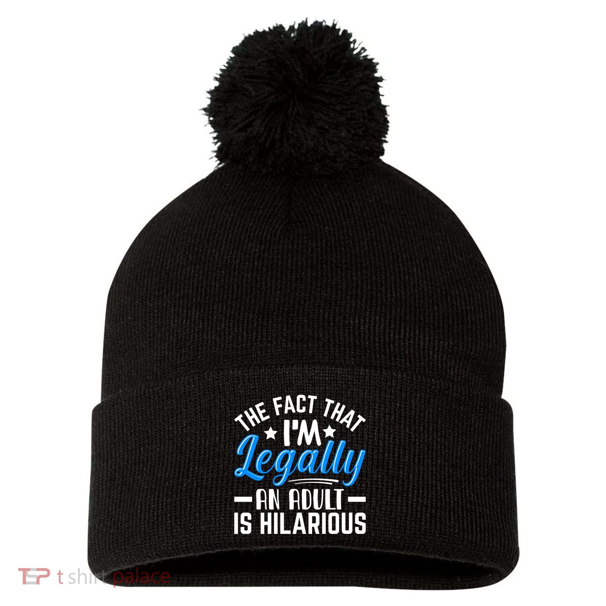 Funny Birthday Humor Bday Celebration Gift For 18th, 30th, 40th Pom Pom 12in Knit Beanie