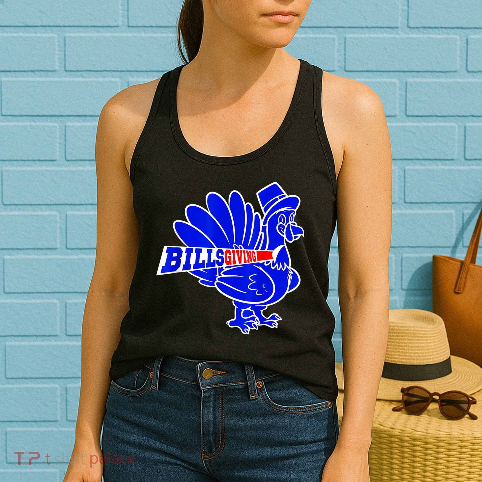 Funny BillsGiving Happy Thanksgiving Football Women's Tank Top