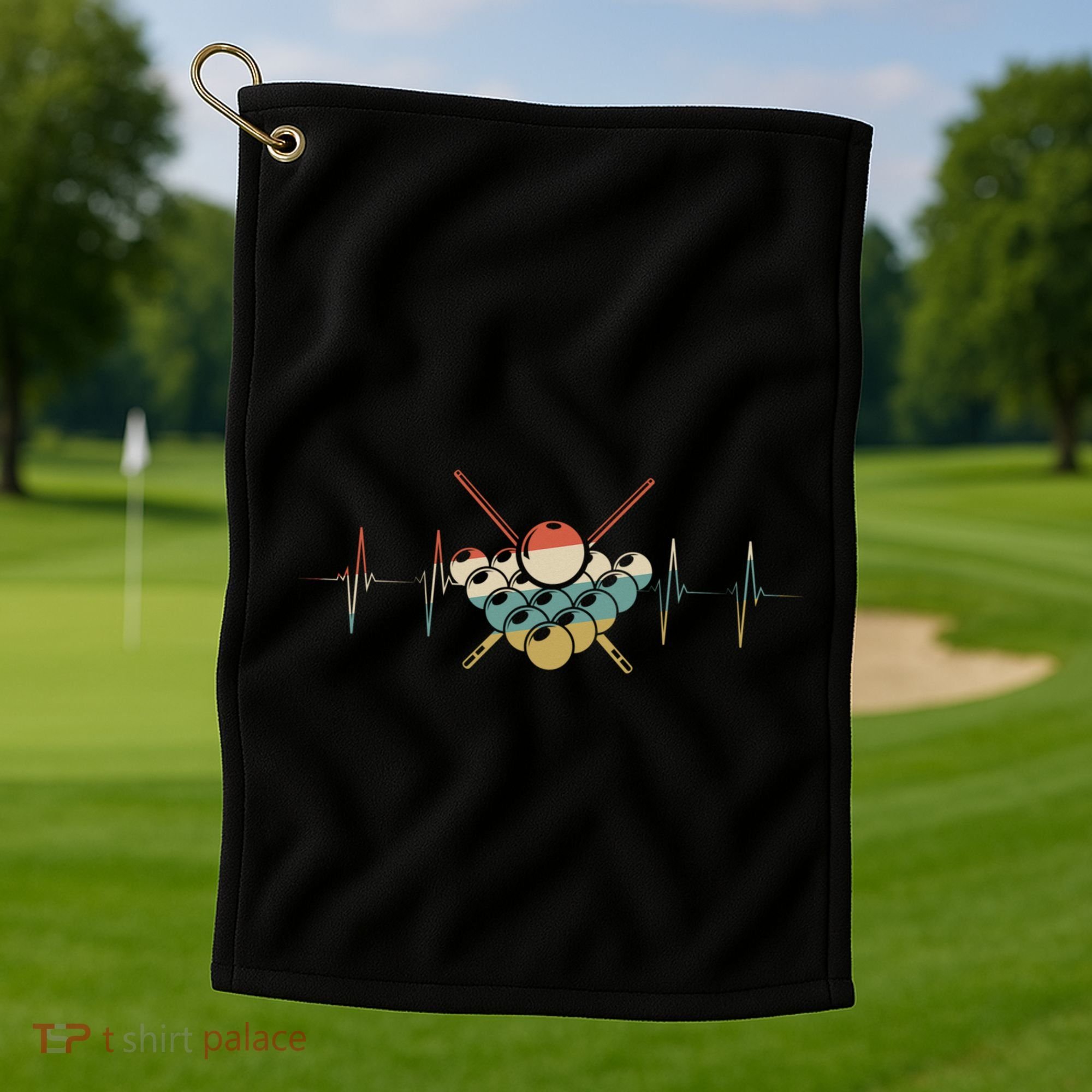 Fivepin Billiards Heartbeat Retro Ecg Ekg Gift Golf Towel