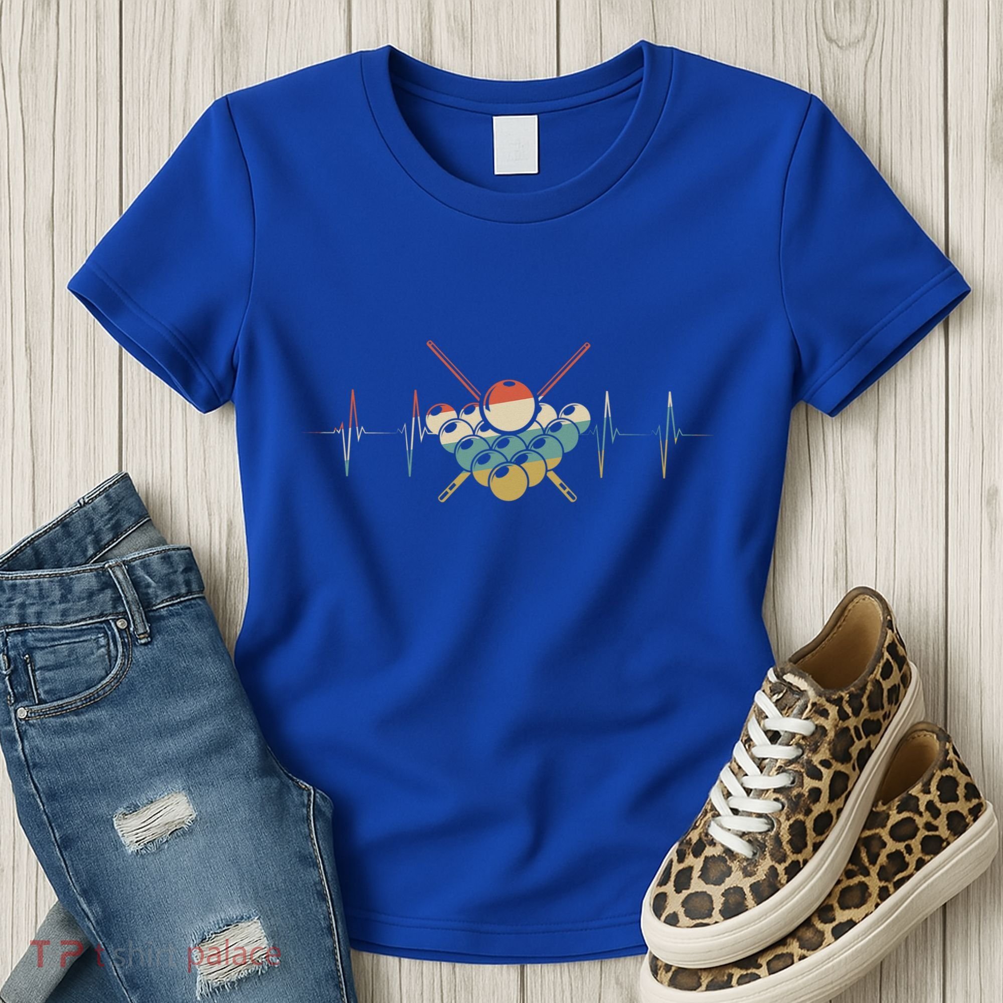 Fivepin Billiards Heartbeat Retro Ecg Ekg Gift Women's T-Shirt