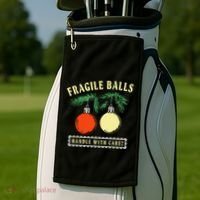 Fragile Balls Handle With Care Funny Golf Towel thumb 2