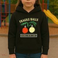 Fragile Balls Handle With Care Funny Kids Hoodie thumb 3
