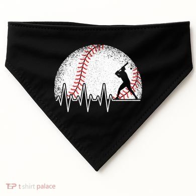 Funny Baseball Heartbeat Baseball Player USA-Made Doggie Bandana