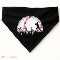 Funny Baseball Heartbeat Baseball Player USA-Made Doggie Bandana thumb 0