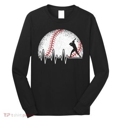 Funny Baseball Heartbeat Baseball Player Long Sleeve Shirt