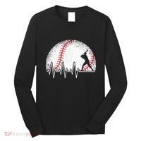 Funny Baseball Heartbeat Baseball Player Long Sleeve Shirt thumb 0