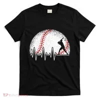 Funny Baseball Heartbeat Baseball Player T-Shirt thumb 0