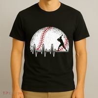 Funny Baseball Heartbeat Baseball Player T-Shirt thumb 3