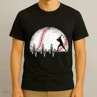 Funny Baseball Heartbeat Baseball Player T-Shirt thumb 3