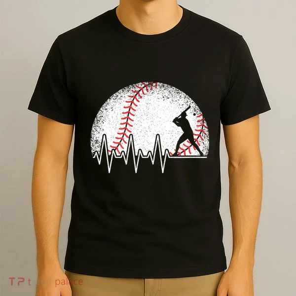 Funny Baseball Heartbeat Baseball Player T-Shirt