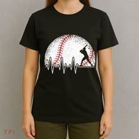 Funny Baseball Heartbeat Baseball Player T-Shirt thumb 4