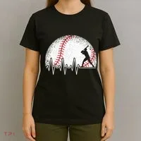 Funny Baseball Heartbeat Baseball Player T-Shirt thumb 4