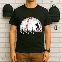 Funny Baseball Heartbeat Baseball Player T-Shirt thumb 6