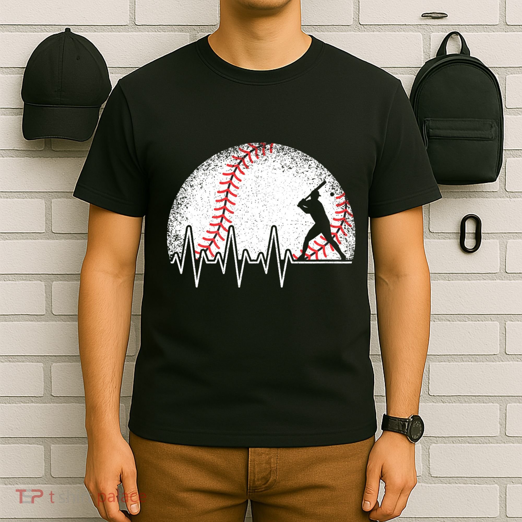 Funny Baseball Heartbeat Baseball Player T-Shirt
