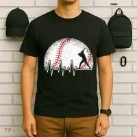 Funny Baseball Heartbeat Baseball Player T-Shirt thumb 6
