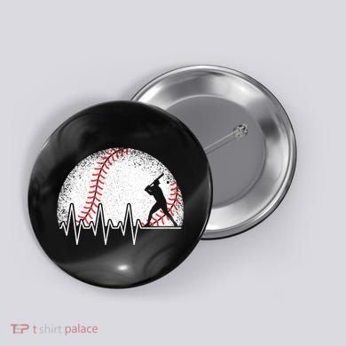 Funny Baseball Heartbeat Baseball Player Button