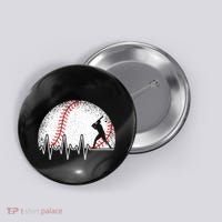 Funny Baseball Heartbeat Baseball Player Button thumb 0