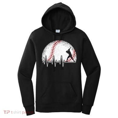 Funny Baseball Heartbeat Baseball Player Women's Hoodie