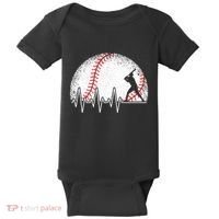 Funny Baseball Heartbeat Baseball Player Baby Bodysuit thumb 0
