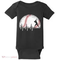 Funny Baseball Heartbeat Baseball Player Baby Bodysuit thumb 0