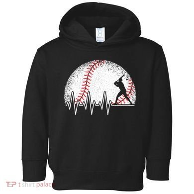 Funny Baseball Heartbeat Baseball Player Toddler Hoodie
