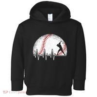 Funny Baseball Heartbeat Baseball Player Toddler Hoodie thumb 0