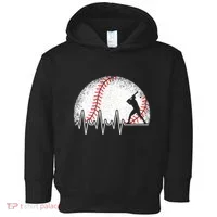 Funny Baseball Heartbeat Baseball Player Toddler Hoodie thumb 0