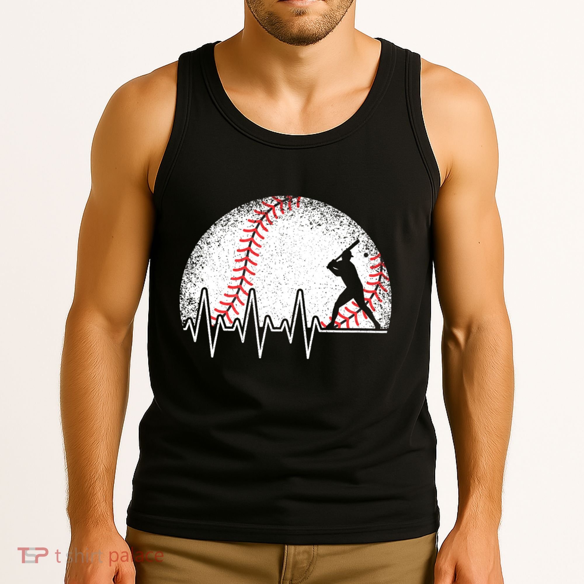Funny Baseball Heartbeat Baseball Player Tank Top
