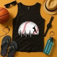 Funny Baseball Heartbeat Baseball Player Tank Top thumb 4