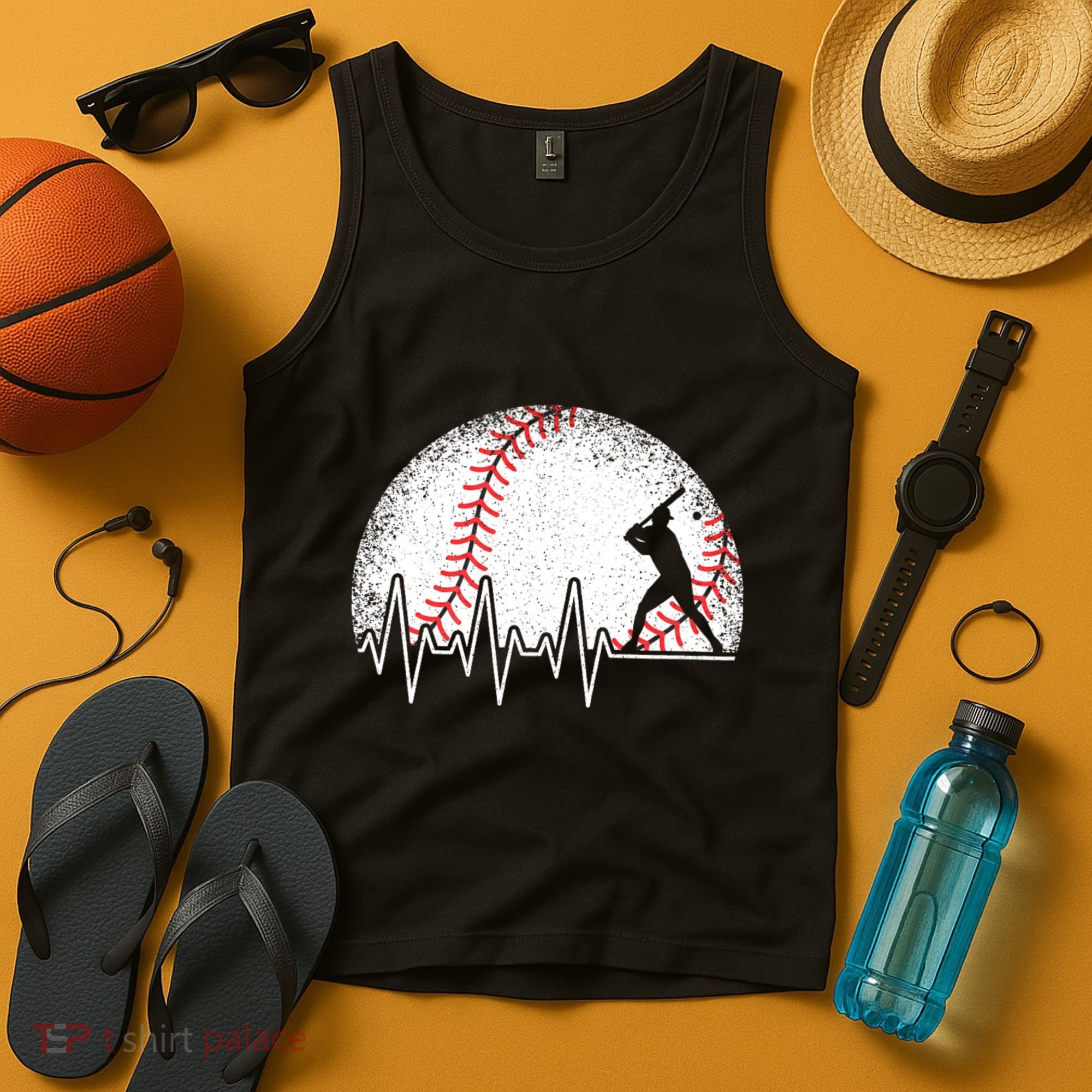 Funny Baseball Heartbeat Baseball Player Tank Top