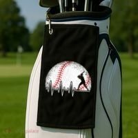 Funny Baseball Heartbeat Baseball Player Golf Towel thumb 2