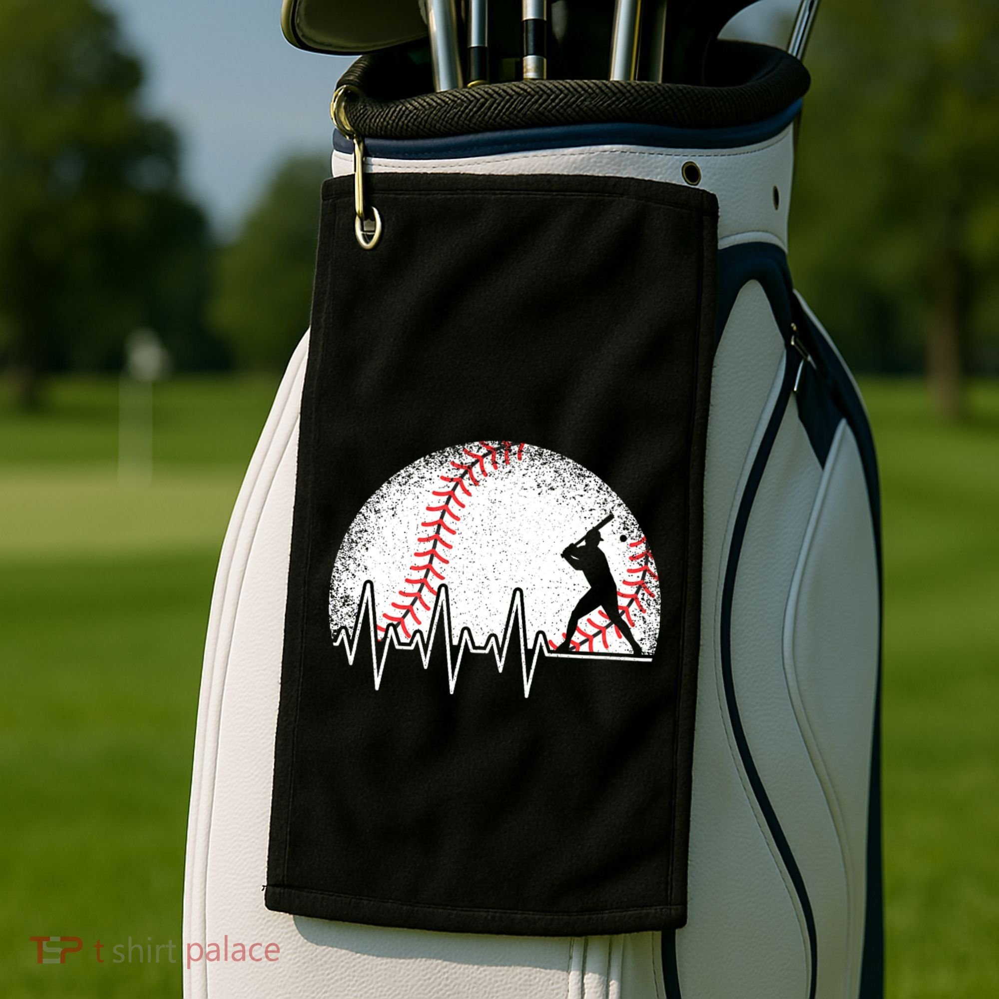 Funny Baseball Heartbeat Baseball Player Golf Towel