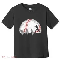 Funny Baseball Heartbeat Baseball Player Toddler T-Shirt thumb 0