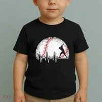 Funny Baseball Heartbeat Baseball Player Toddler T-Shirt thumb 2