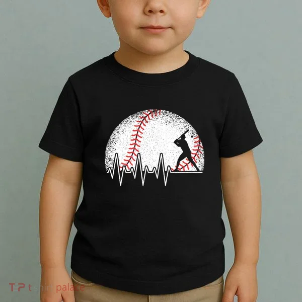 Funny Baseball Heartbeat Baseball Player Toddler T-Shirt