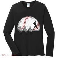 Funny Baseball Heartbeat Baseball Player Women's Long Sleeve Shirt thumb 0