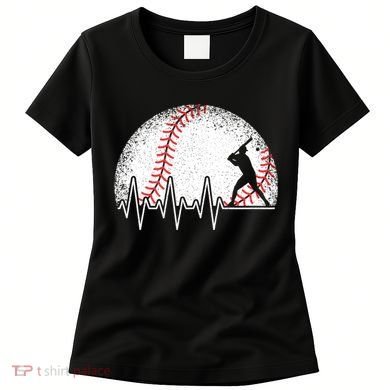 Funny Baseball Heartbeat Baseball Player Women's T-Shirt