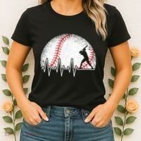 Funny Baseball Heartbeat Baseball Player Women's T-Shirt thumb 2