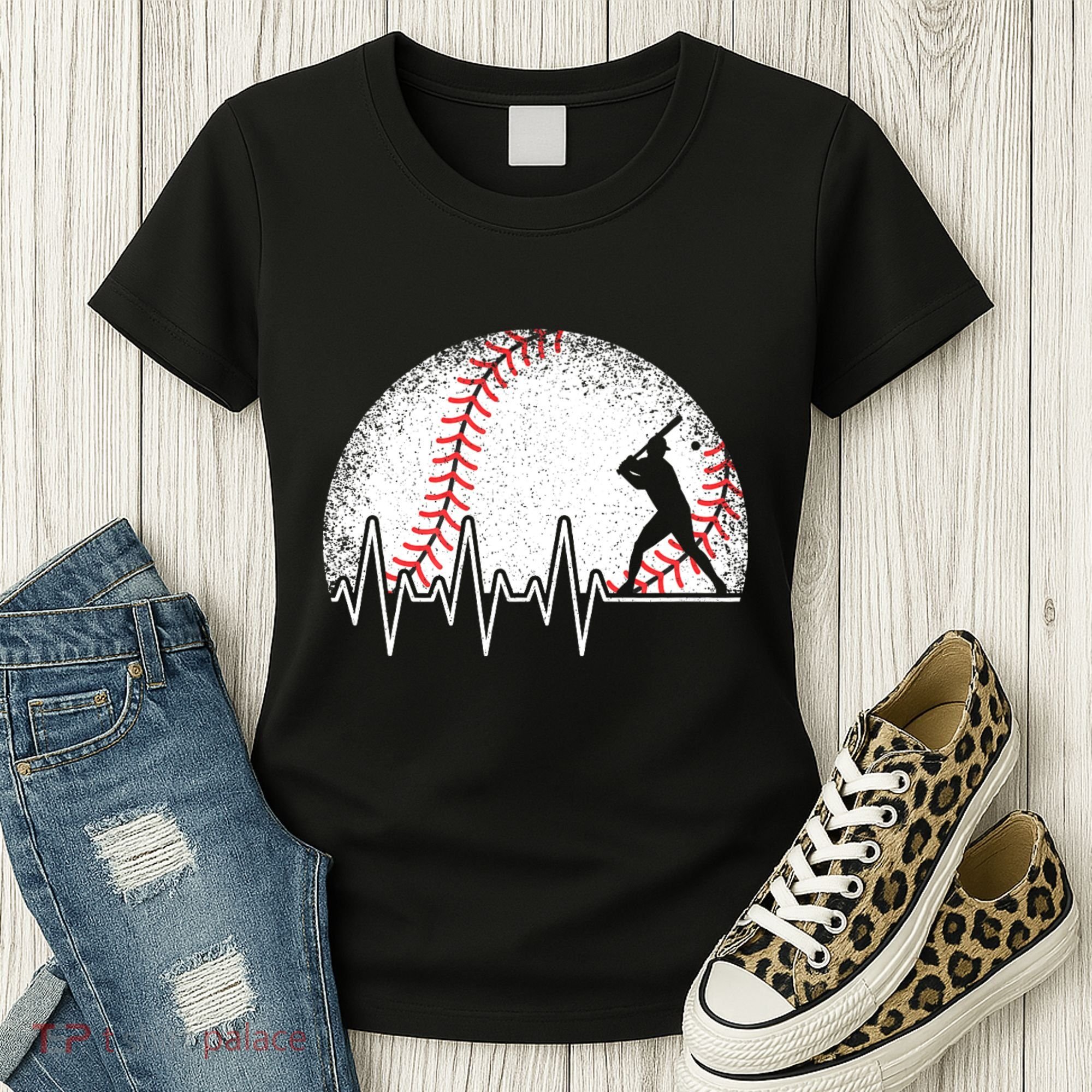 Funny Baseball Heartbeat Baseball Player Women's T-Shirt