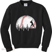 Funny Baseball Heartbeat Baseball Player Kids Sweatshirt thumb 0