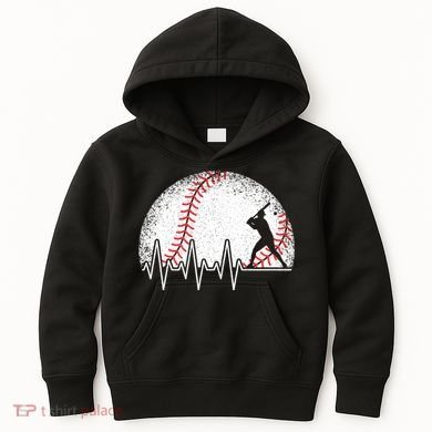 Funny Baseball Heartbeat Baseball Player Kids Hoodie