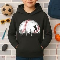 Funny Baseball Heartbeat Baseball Player Kids Hoodie thumb 2