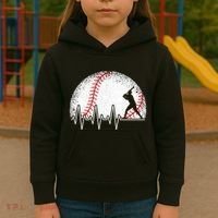 Funny Baseball Heartbeat Baseball Player Kids Hoodie thumb 3