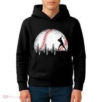 Funny Baseball Heartbeat Baseball Player Kids Hoodie thumb 4