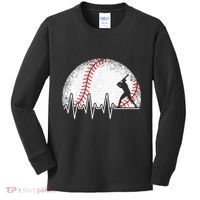Funny Baseball Heartbeat Baseball Player Kids Long Sleeve Shirt thumb 0