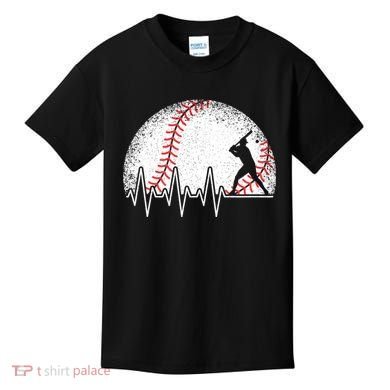 Funny Baseball Heartbeat Baseball Player Kids T-Shirt