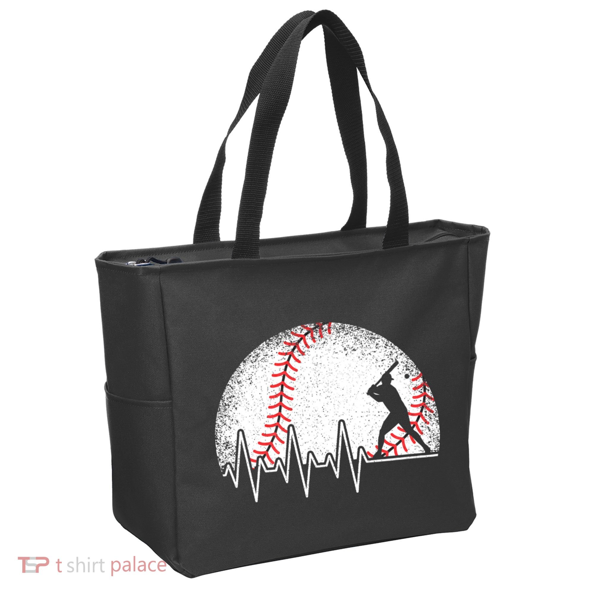 Funny Baseball Heartbeat Baseball Player Tote Bag