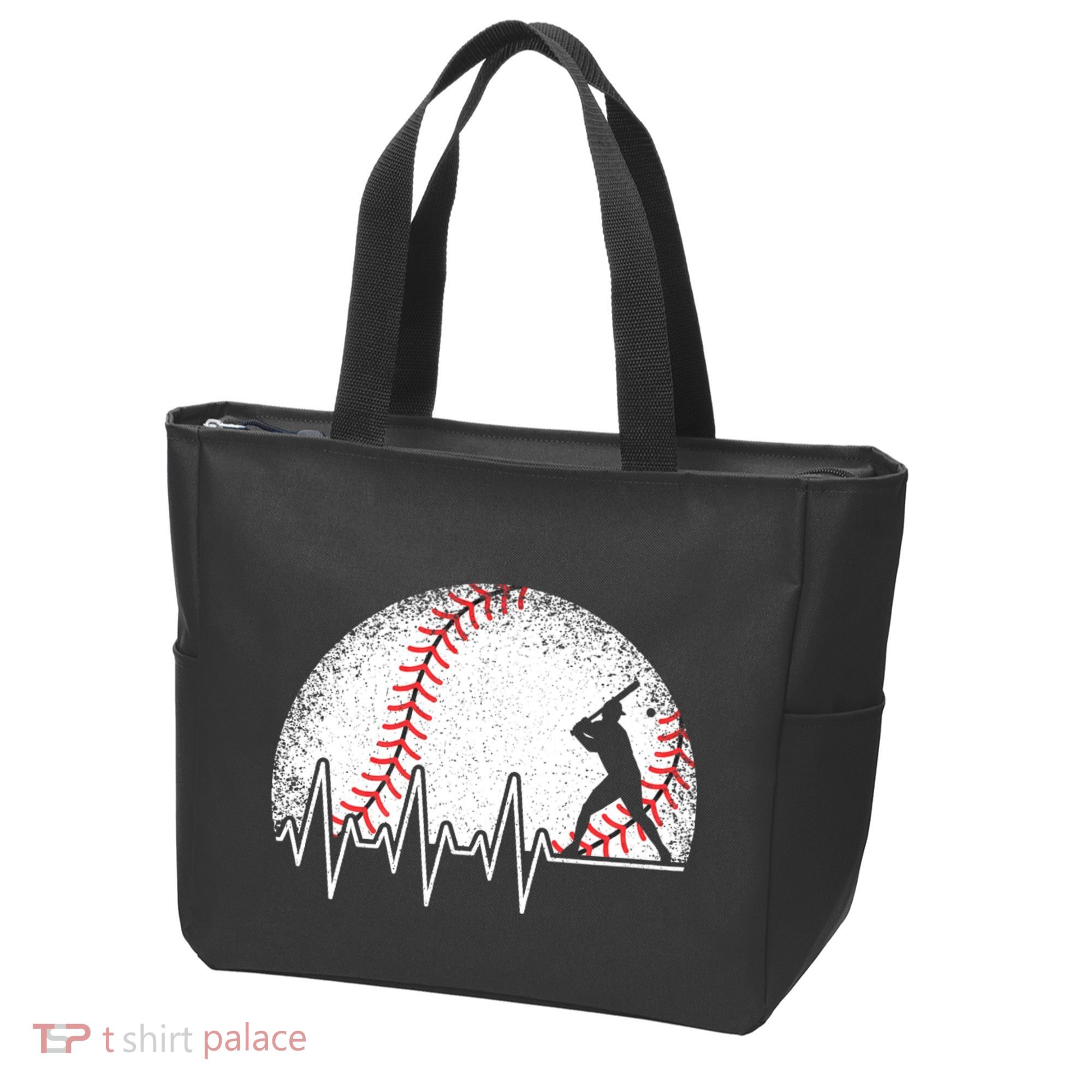 Funny Baseball Heartbeat Baseball Player Tote Bag