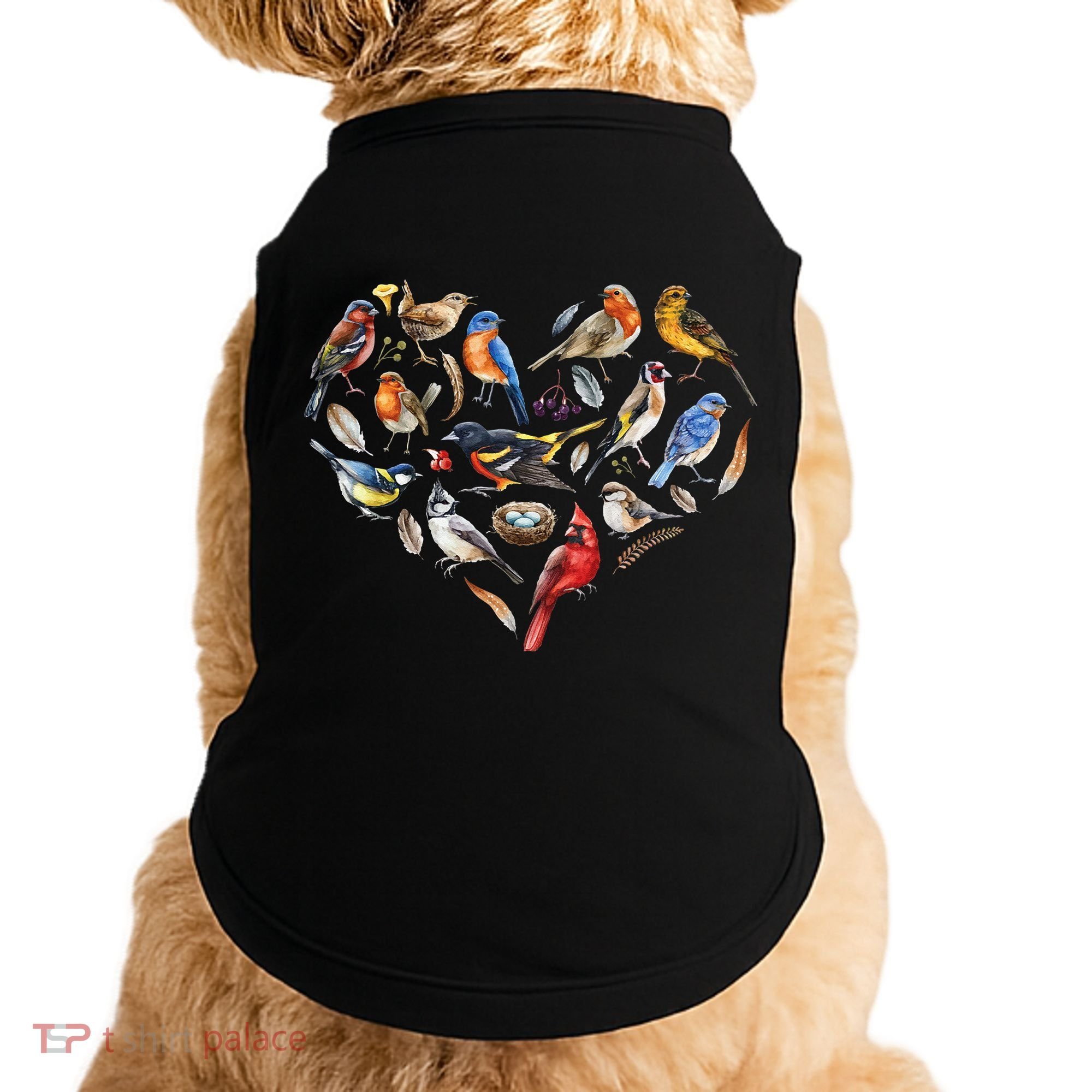 Forest Bird Heart Watching Cardinal Goldfinch Wren Chickadee Doggie Tank
